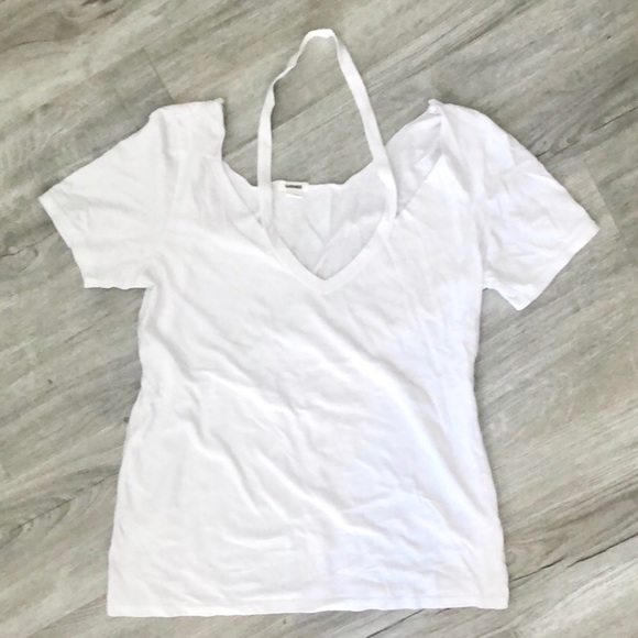 🐮2/$15 Garage White Tee w/ Cutout - Picture 1 of 3